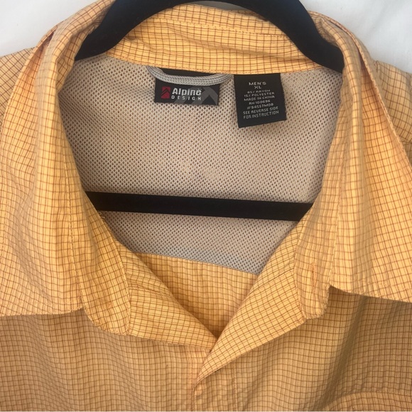 Alpine Design Mens XL Button Orange Plaid Short Sleeve Camping Shirt - Picture 5 of 5